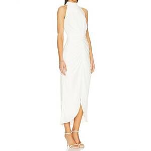 NEW AIIFOS eloise halter midi dress in ivory velvet